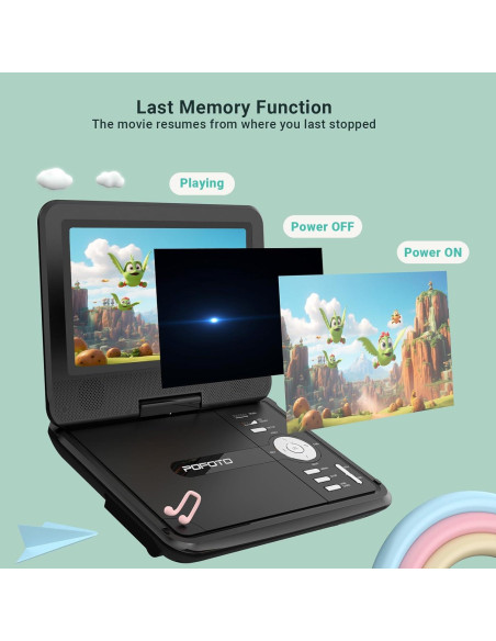 Reproductor de DVD portátil POFOTO 9.5" (24.13 cm) para coche
