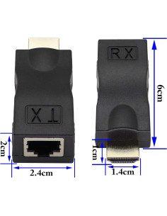 Extensor HDMI a RJ45 zdyCGTime 1080P 30m 2Pack Negro 2