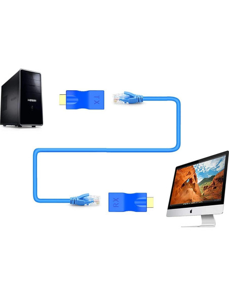 Adaptador Extensor HDMI a RJ45 BERLAT 1080P 30m