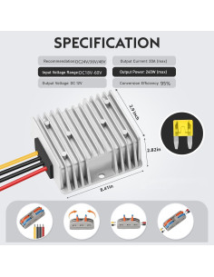 Convertidor de Voltaje 36V/48V a 12V 20A 240W JRBLVL 2