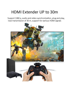 Extensor HDMI sobre Cat5e/6 MVBOONE 30m 4K HD 1080p Negro 2