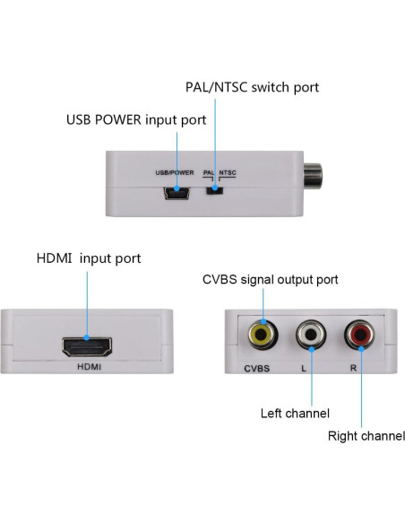 Adaptador HDMI a AV RCA HDSUNWSTD 1080P Mini Soporte PAL/NTSC