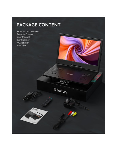Reproductor de DVD Portátil BOIFUN BFN-142 14.1" HD Negro