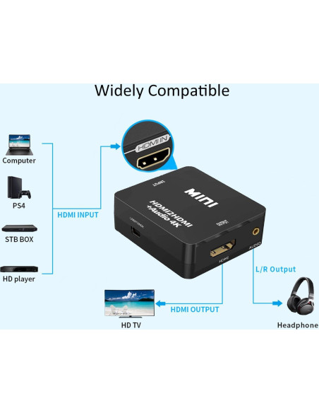 Extractor de Audio HDMI JUEJUEZI 4K 1080P 3.5mm AUX
