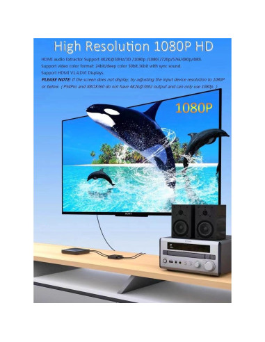 Extractor de Audio HDMI JUEJUEZI 4K 1080P 3.5mm AUX