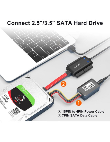 Adaptador SATA IDE a USB 3.0 MAIWO K131U3IS 12V 2A