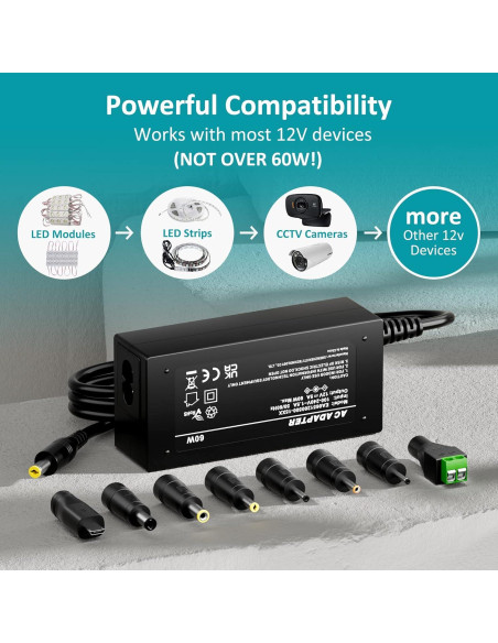 Adaptador de Alimentación 12V 5A AC-DC SHENZHEN ETI 60W