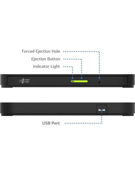 Unidad Externa DVD-RW Hitachi-LG GP96Y USB Tipo-C Negro