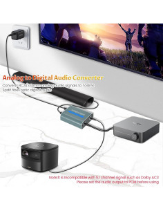 Convertidor de Audio Analógico a Digital AMANKA 2.1m RCA a Óptico 2