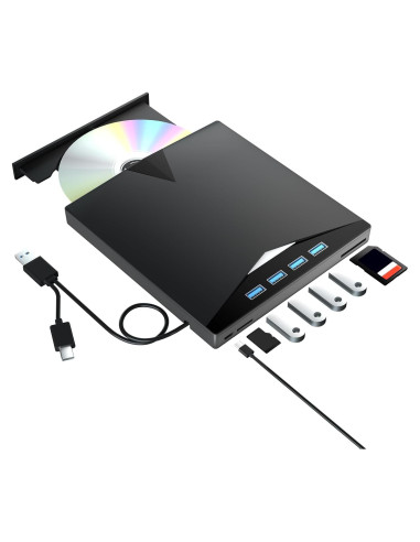 Unidad Externa de CD/DVD Yaeonku USB 3.0 7 en 1 para PC