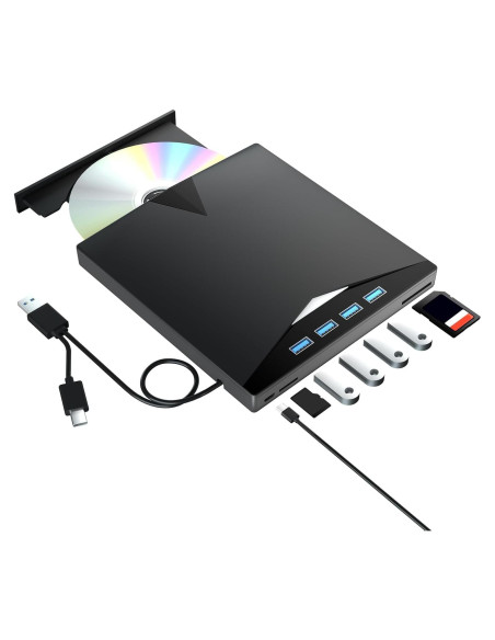 Unidad Externa de CD/DVD Yaeonku USB 3.0 7 en 1 para PC