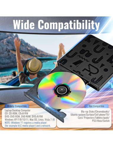 Unidad Externa de CD/DVD MAYAHXE USB 3.0 Tipo C Portátil