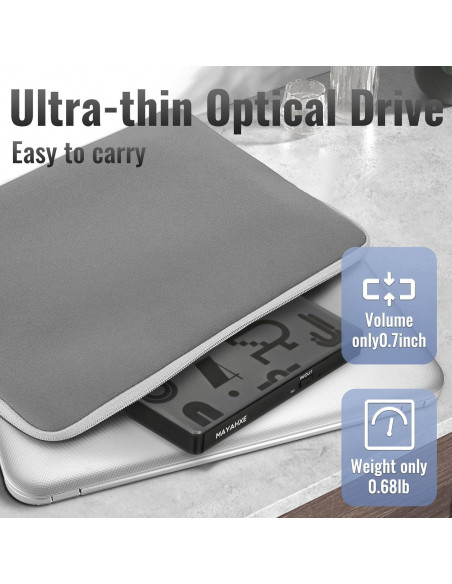 Unidad Externa de CD/DVD MAYAHXE USB 3.0 Tipo C Portátil
