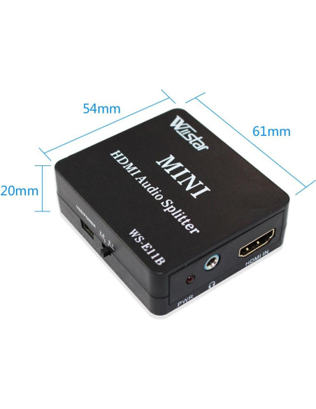 Extractor de Audio HDMI Wiistar 1080P con Salida SPDIF y 3.5mm