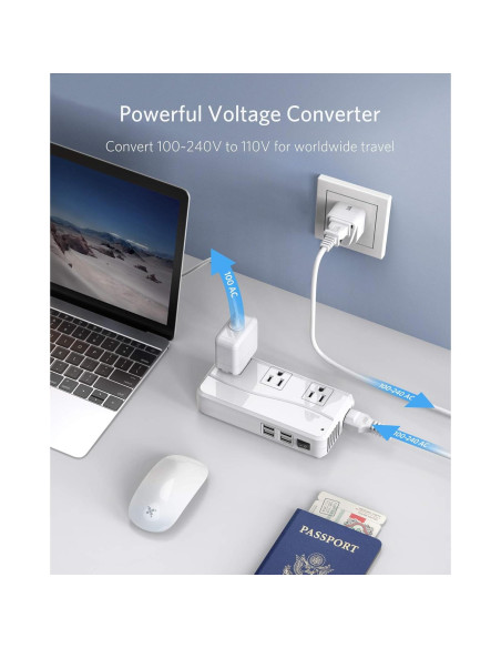 Adaptador de Viaje Universal BESTEK 220V a 110V Carga USB