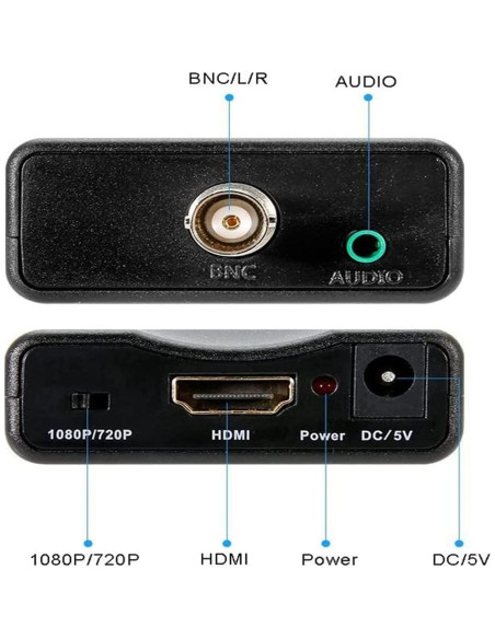 Adaptador BNC a HDMI 1080P SAIZHUO - Convertidor CVBS