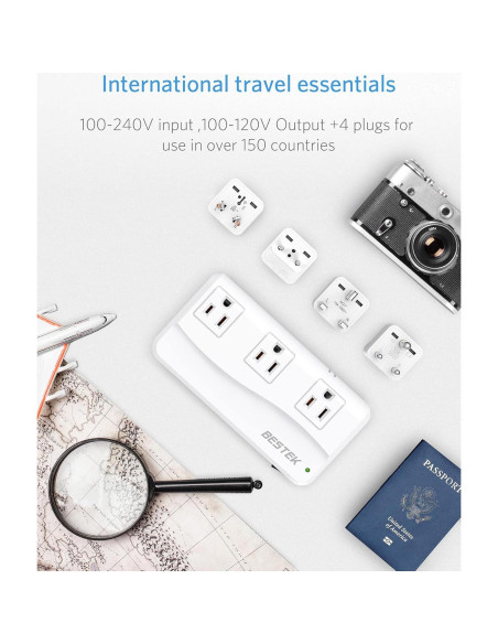 Adaptador de Viaje Universal BESTEK 220V a 110V Carga USB