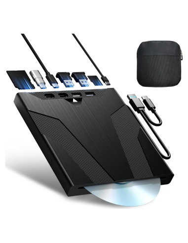 Unidad Externa de CD/DVD Wbacon 8 en 1 USB con Funda
