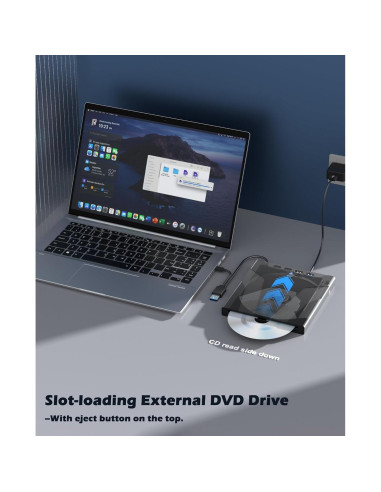 Unidad Externa de CD/DVD Wbacon 8 en 1 USB con Funda