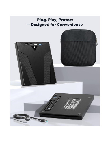 Unidad Externa de CD/DVD Wbacon 8 en 1 USB con Funda