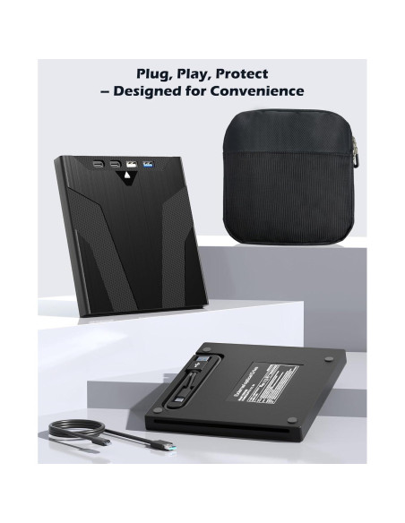 Unidad Externa de CD/DVD Wbacon 8 en 1 USB con Funda