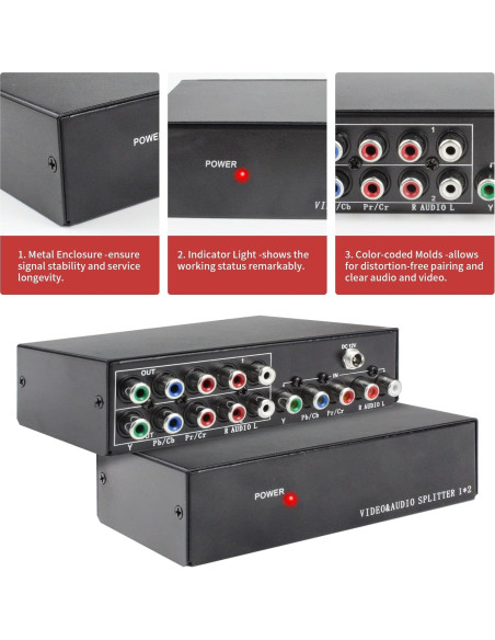 Divisor AV Componente 1x2 BolAAzuL 1080p RCA Plug & Play