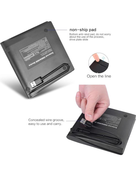 Unidad Externa de CD/DVD Intendvision USB 3.0 Negra 320g