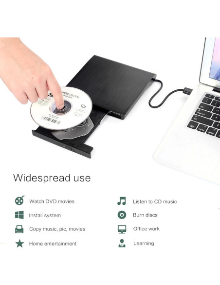 Unidad Externa de CD/DVD Intendvision USB 3.0 Negra 320g