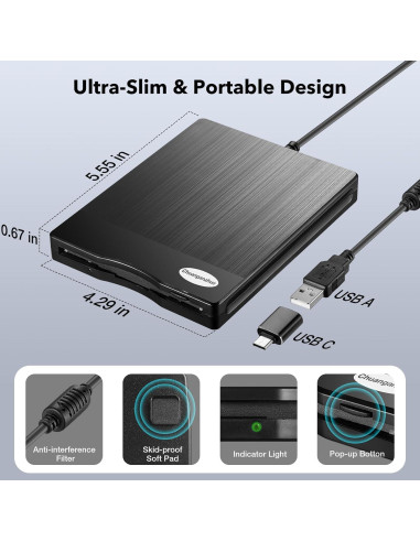 Lector de Disquetes USB Chuanganzhuo 3.5" Textura Cepillada