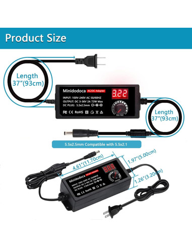 Fuente de Alimentación Universal 72W Minidodoca DC 3V-36V
