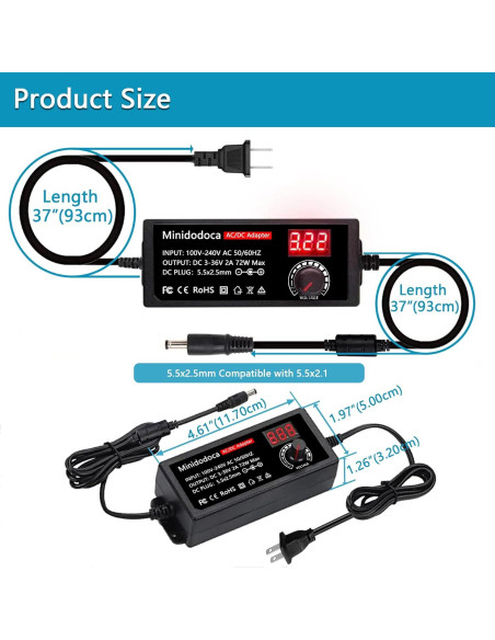 Fuente de Alimentación Universal 72W Minidodoca DC 3V-36V