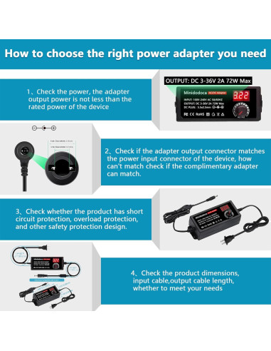 Fuente de Alimentación Universal 72W Minidodoca DC 3V-36V