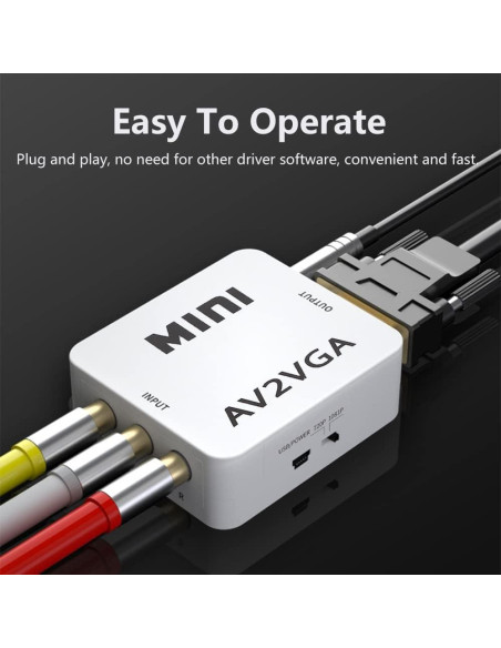 Convertidor de Video AV a VGA Watris Veiyi 480P - Adaptador Compacto