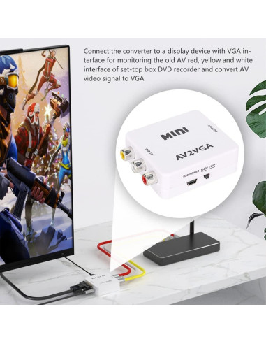 Convertidor de Video AV a VGA Watris Veiyi 480P - Adaptador Compacto