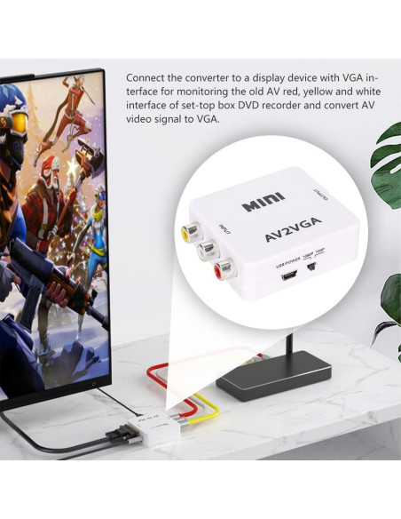 Convertidor de Video AV a VGA Watris Veiyi 480P - Adaptador Compacto