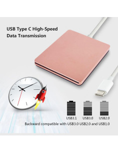 Unidad DVD Externa Juanery USB-C 331.7g Compatible Mac y PC 2