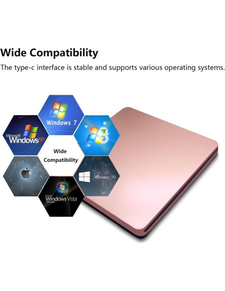 Unidad DVD Externa Juanery USB-C 331.7g Compatible Mac y PC