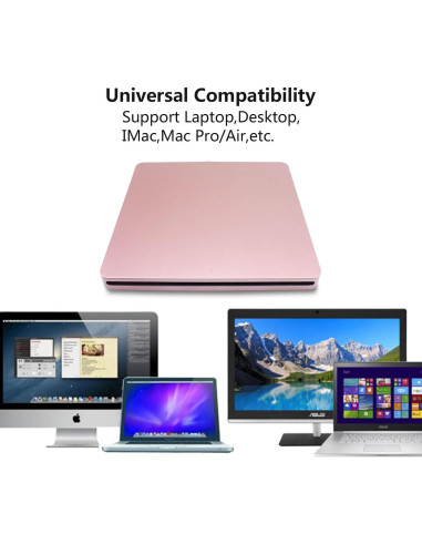 Unidad DVD Externa Juanery USB-C 331.7g Compatible Mac y PC