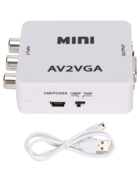 Convertidor de Video AV a VGA Watris Veiyi 480P - Adaptador Compacto