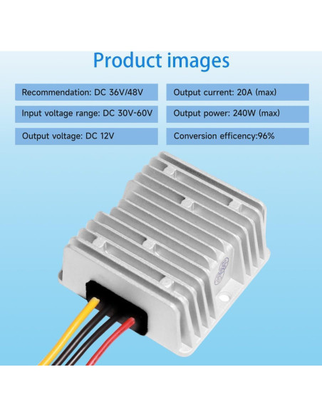 Convertidor de 24V a 12V 30A 360W LYMCY Impermeable