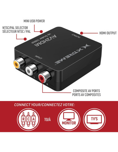 Adaptador AV Compuesto a HDMI Xtreme 1080p con USB