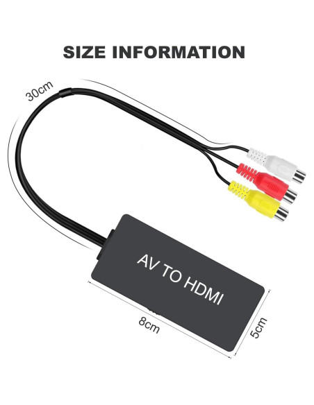 Adaptador Convertidor RCA a HDMI 1080p Aweskmod