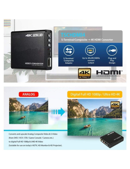 Convertidor S-Video y RCA a HDMI 4K TEC TSCHDMI4