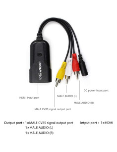 Convertidor HDMI a AV HDSUNWSTD 1080P RCA 480P 720P 2