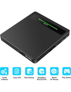 Unidad Externa Blu Ray NOLYTH 5 en 1 con 2 Puertos USB 2