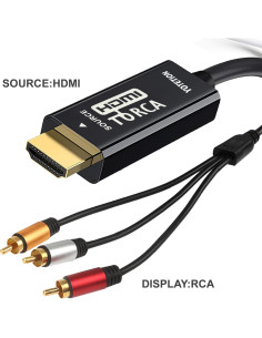 Cable HDMI a RCA 3.05m Lianjie Adaptador 1080P HD Audio Video 2