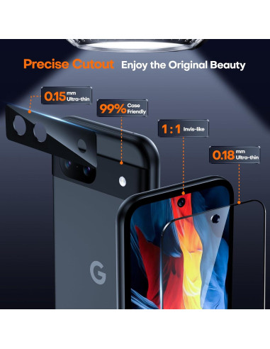 Protector de Pantalla TAURI para Google Pixel 8A - Vidrio Templado 9H