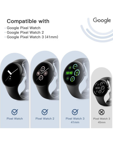 Funda JETech con Protector de Pantalla para Google Pixel Watch 41mm - Paquete de 2