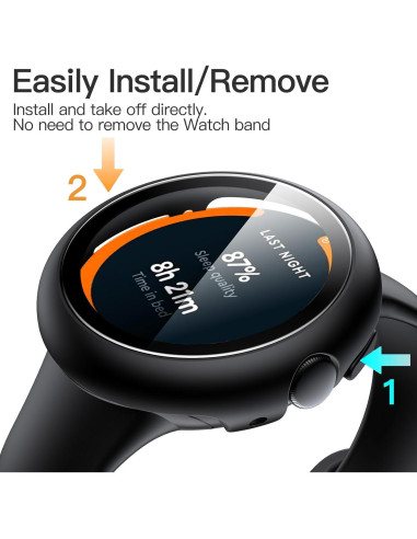 Funda JETech con Protector de Pantalla para Google Pixel Watch 41mm - Paquete de 2