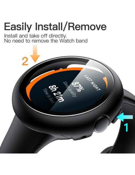 Funda JETech con Protector de Pantalla para Google Pixel Watch 41mm - Paquete de 2